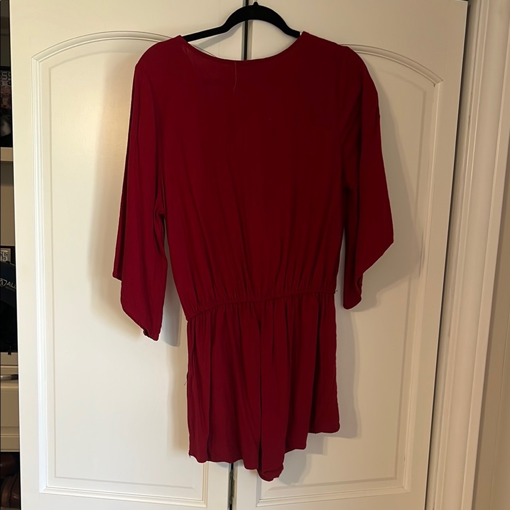 Red Wrap Romper - Picture 2 of 2
